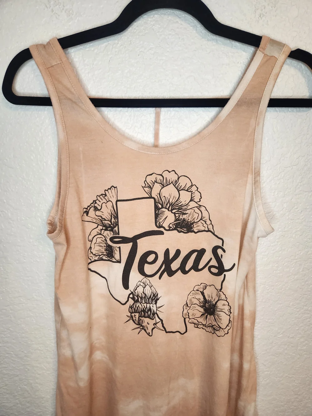 Texas Floral Tie-Dye Tank Beige coverup Size L